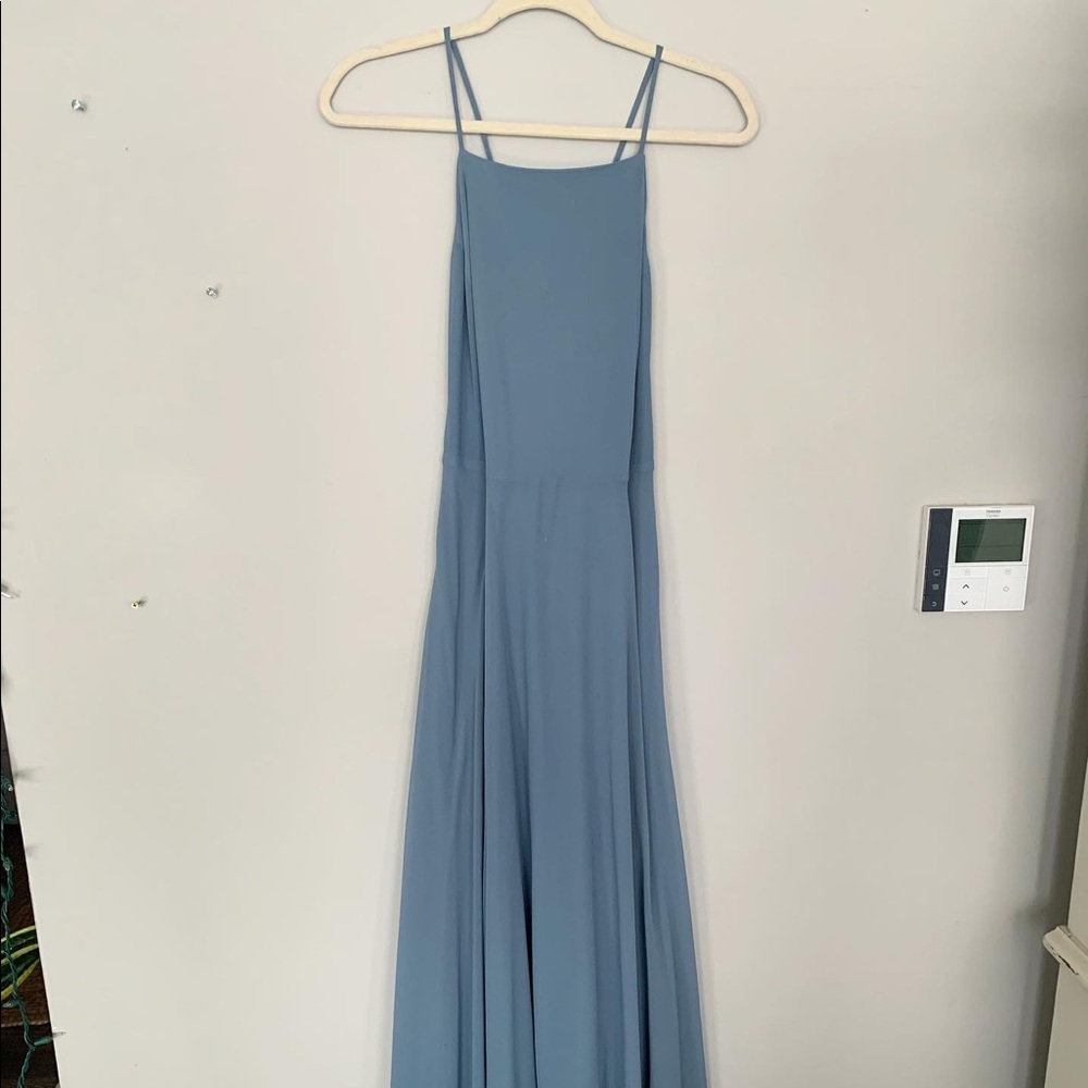 Lulu’s Dusty Blue Formal Chiffon Maxi Dress
